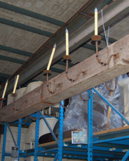 Wooden beam with lights