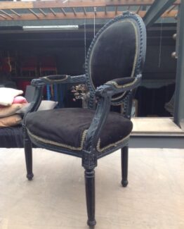 Chair With Armrests And Round Back Black/Black Gold